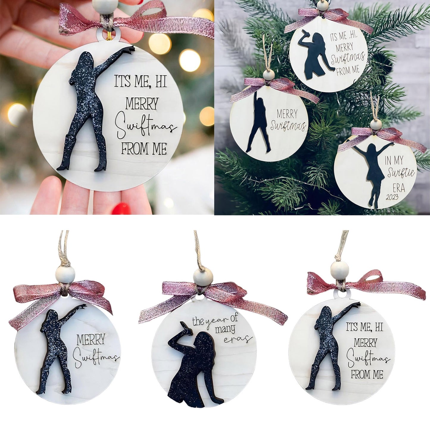 Swiftmas Serenade Wooden Ornament - Taylor-Inspired Christmas Tree Pendant